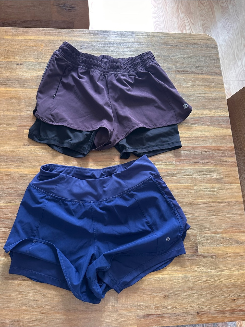 Two Pair Women's Performance 2-in-1 Running Shorts - Purple and Navy